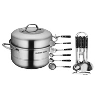 苏泊尔 (SUPOR)双层蒸锅VZ26BS03不锈钢铲勺护锅铲子汤勺套装T0906Q