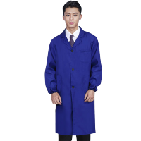 者也工作服大褂工装工厂罩衣劳保服搬运防尘服实验室男女长袖大褂加厚涤棉工作服大褂[宝蓝色]