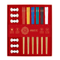唐宗筷 故宫文化304不锈钢筷子餐具礼盒套装6双装+6个筷枕 TK43-7398