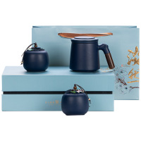 神秘蓝水杯+茶叶罐 办公室礼盒套装