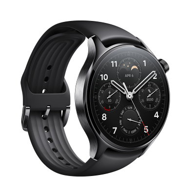 小米(mi)Watch S1 Pro黑色不锈钢表壳(黑色氟橡胶表带)