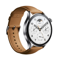 小米(mi)Watch S1 Pro银色不锈钢表壳(真皮棕色表带)