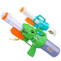 加特林水枪儿童玩具大号喷水高压男孩打水仗神器[升级加厚]中号(湖绿+恐龙)+护目镜