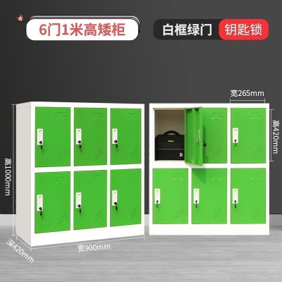 学生书包置物柜小六门-白绿1.2mm