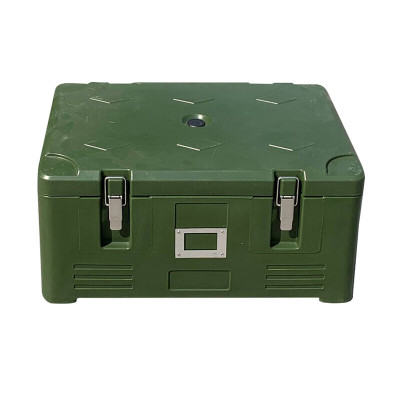 70L滚塑保温箱 热食前送器 份数盘箱 食品保温周转箱 绿色空箱