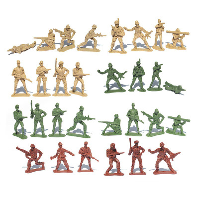 关节可动兵人9cm特种小人 士兵玩具 沙盘 军绿色/沙色/枣红色兵人 10个