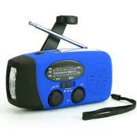 手摇发电收音机 应急防灾天气收音机应急照明可充电 2000毫安蓝色