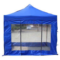户外雨棚四脚帐篷防雨帐篷大伞遮雨篷 2*2米蓝+四面厚围布开门