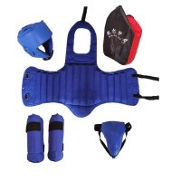 散打护具套装 武术训练运动用品拳击护具全套 五件套 蓝色 M号