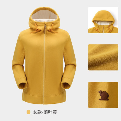 骆驼女连帽抓绒外套AA32263624落叶黄S-2XL 尺码请备注