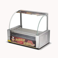 热狗机烤肠机商用小型全自动烤香肠家用台式烤火 腿肠机 10管-带对开门