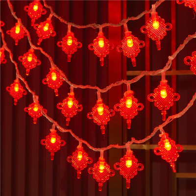 LED户外灯串红色中国结/彩色中国结(颜色请备注)10米100灯[插电款]五条装
