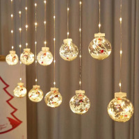 LED圣诞窗帘灯暖色圆球灯(其他颜色请备注)插电款五条装