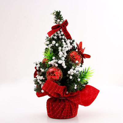 20CM迷你圣诞树摆件红色加白色颗粒树 10颗装