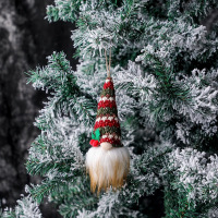 圣诞节装饰品圣诞树挂件娃娃公仔红绿条纹 10个装