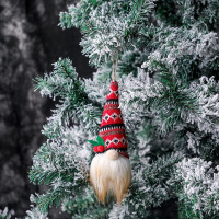 圣诞节装饰品圣诞树挂件娃娃公仔红黑格纹 10个装