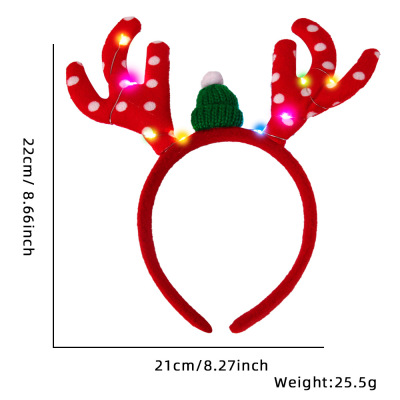 圣诞节庆用品发箍头饰圣诞红点点鹿角(带灯) 10个装