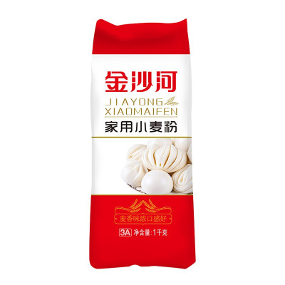 金沙河 面粉 中筋面粉 白面 家用小麦粉(新旧包装随机发)1kg