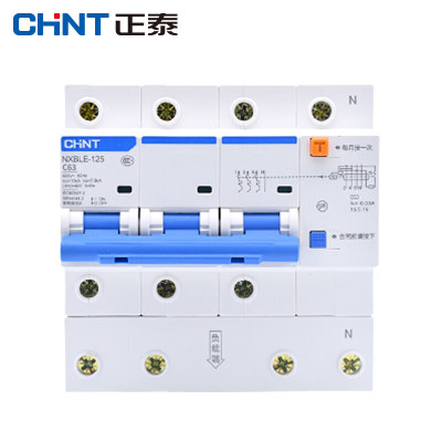 正泰(CHNT)漏电保护断路器NXBLE-125 3P+N C63 30mA 1个装