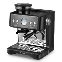 大宇意式家用办公室半自动可打奶泡压力研磨一体式咖啡机DY-KF22C 布朗黑