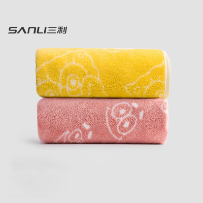 三利(SANLI)家用吸水速干不易掉毛面巾海绵宝宝抗菌毛巾2条 BOB8010