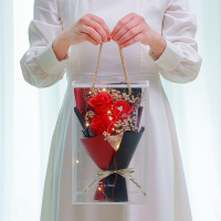 女神节妇女节礼物花束礼盒3朵花礼盒[红玫瑰+康乃馨]+灯+贺卡(花随机)10个起拍