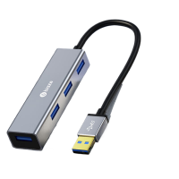 毕亚兹 USB分线器USB3.0 HUB集线器 高速扩展一拖四口 1米HUB2-银-1m