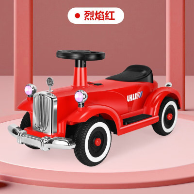 airud儿童电动车可坐人遥控车小孩充电摇摆车婴幼儿童车遛娃车LH-818 免安装烈焰红