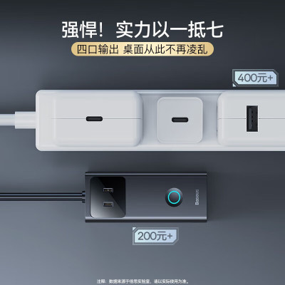 倍思 灵傲系列 数字式插线板 3AC+2U+2C 65W 1.5m电源线PSLA020001