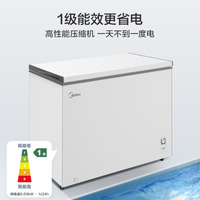 美的(Midea)卧式冰柜BD/BC-300KMXC(E)极地白