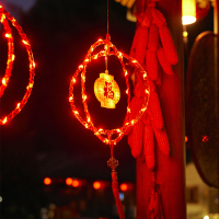 新年春节发光福字挂灯创意3D旋转灯笼-彩绘福1个[电池款](尺寸32CM)