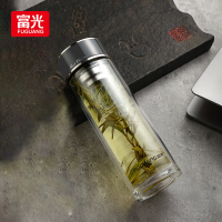 富光(FGA)玻璃杯双层水杯商务泡茶隔热杯G2213-SH-330ml灰色