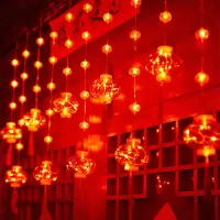 名凌红灯笼挂件电池款圆环福+红灯笼-横向3米下挂0.8米[长亮+闪烁]