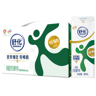伊利 舒化奶无乳糖牛奶整箱低脂型220ml*12盒