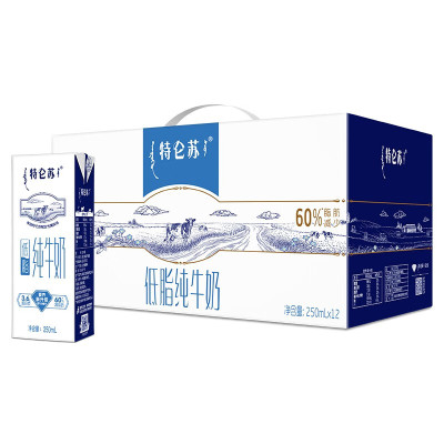 蒙牛(MENGNIU)特仑苏低脂纯牛奶部分脱脂灭菌乳利乐苗条装250ml×12盒