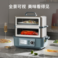 美的(Midea)锁嫩舱3.0家用电蒸锅 智能烹饪多功能锅可视分区一锅MZ-ZGS352202 14.8L