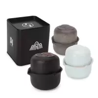 万仟堂整套茶具快客杯单人陶瓷旅行便携茶具一壶一杯 灵芝呈祥 黑砂釉