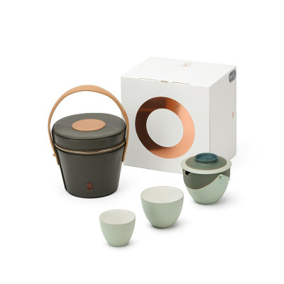 万仟堂旅行茶具便携功夫茶具套装快客杯 清欢 丛林釉 1壶2杯1滤网