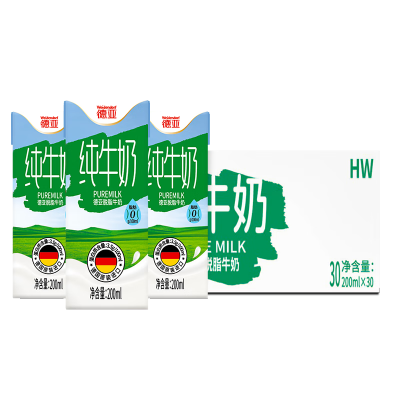 德亚 脱脂纯牛奶200ml*30盒