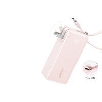 ANKER能量棒三合一充电宝Plus自带数据线10000毫安A1637 粉