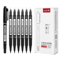 华杰细双头勾线笔速干油性记号笔黑色[50支装]G5766