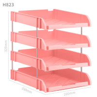 华杰桌面收纳架4层粉色[配12根支杆]H823