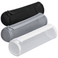 华杰网纱笔袋NW636颜色随机10个[立体圆筒型]