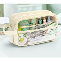 华杰透明大容量笔袋NW-633[可可奶白] 10个装