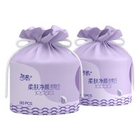 洁柔面子棉柔巾干湿两用一次性洗脸巾卷筒式80节2卷JJ001-01