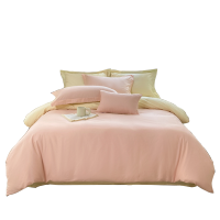 维科家纺(VEKEN)LJ全棉A类素色四件套-撞色款(粉黄)200*230cm