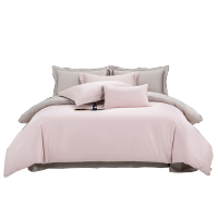 维科家纺(VEKEN)LJ天雪长绒棉A类抑菌四件套-撞色款(粉灰)200*230cm