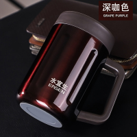 水宜生手柄办公保温杯L515 450ml 深咖色