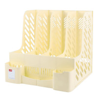 华杰书立架四栏[黄色/一体笔筒款]H60168