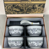 名凌餐具套装4碗4勺--黑金--空中花园